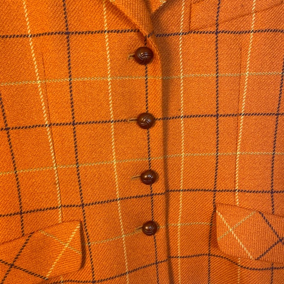 Burberry Orange Checkered Blazer - Picture 7 of 16